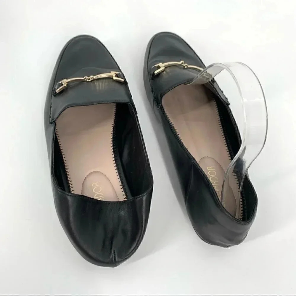 Jenn Ardor flats size 8 38.5 black faux leather horse bit convertible loafers - Picture 6 of 15